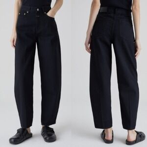 Closed Jeans Feyna‎ Barrel High Waisted Tapered Jeans Black Size 24